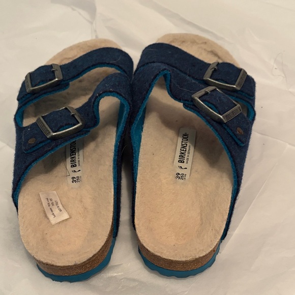 Birkenstock Arizona Two-Strap Sandals in Dark Blue with Teal Trim - Picture 3 of 6